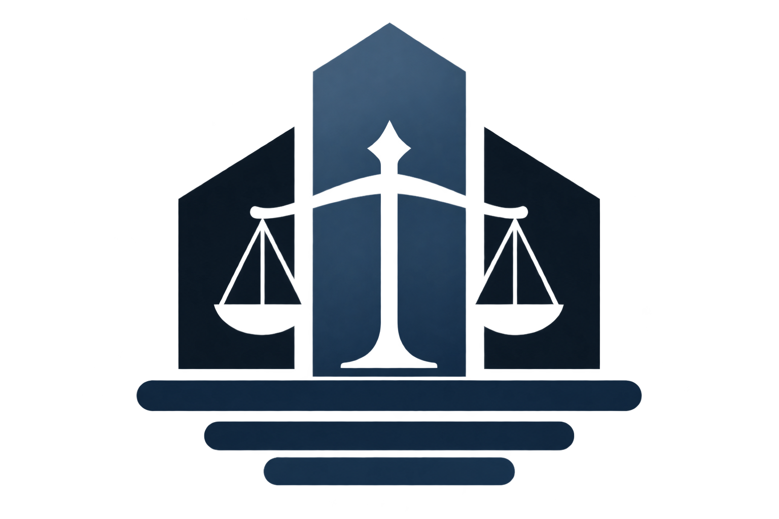 IronHarbor Law emblem with a pillar and balanced scales